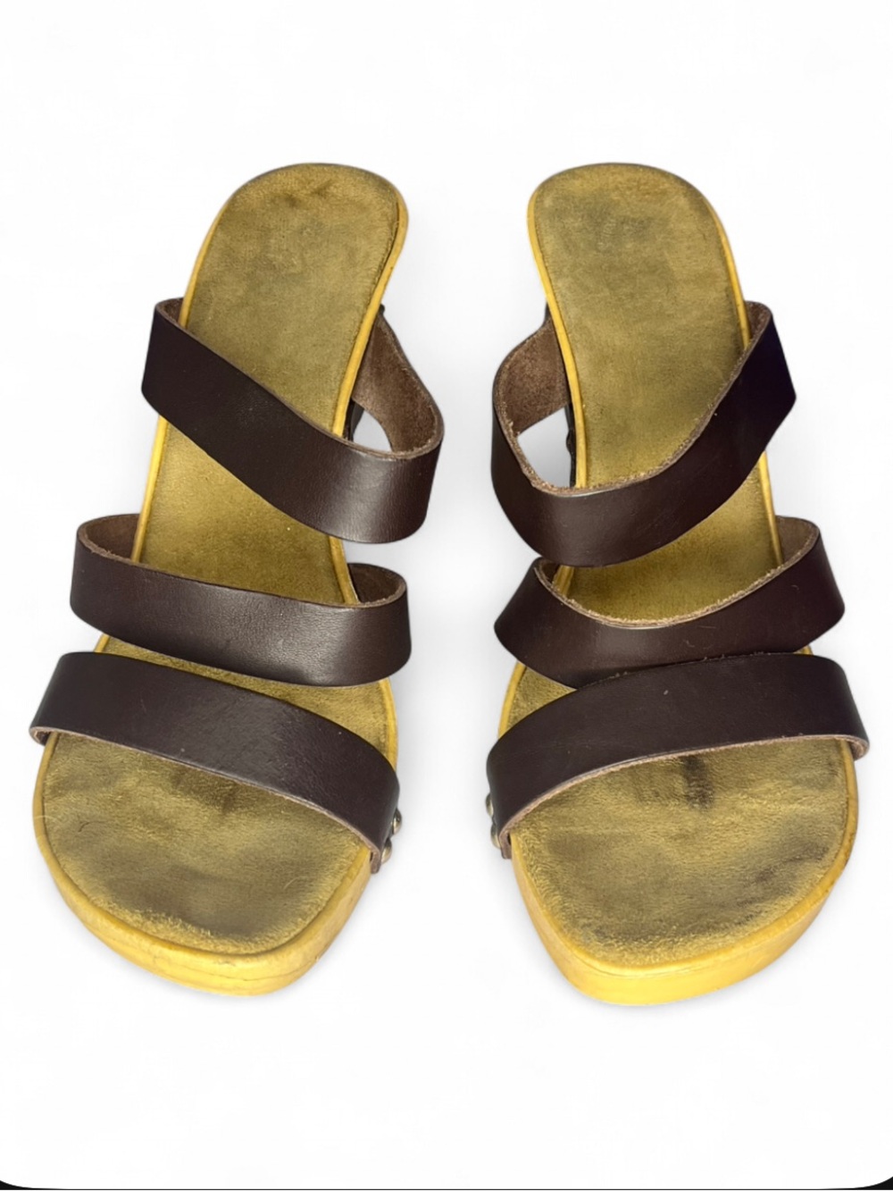 Made in Italy Wooden Platform Three Strap Wedge Sandals - Women’s Size 8 / EU 38 - Picture 2 of 10